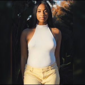 MediumTan halter bodysuit